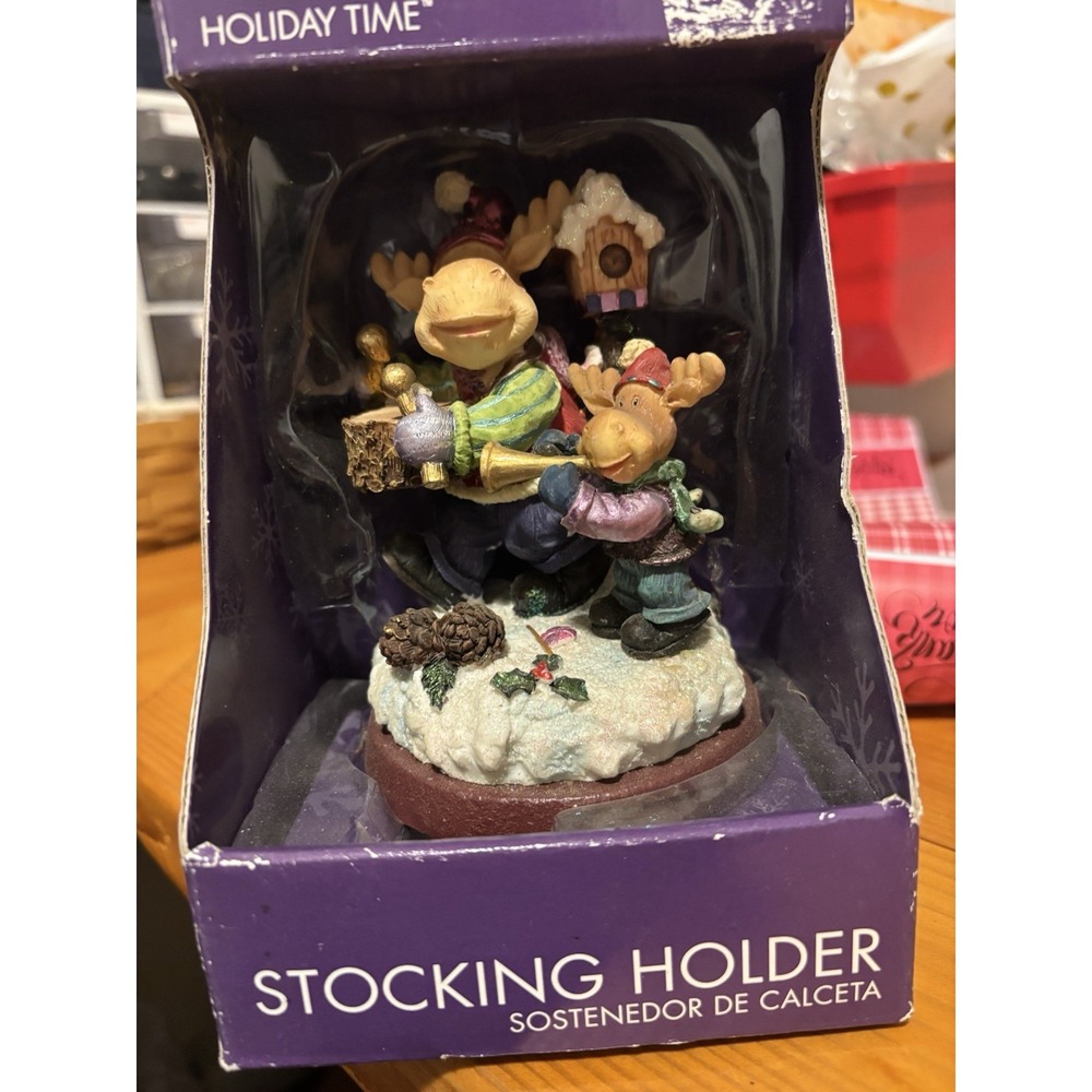 Christmas Hook Stocking Holder Moose Santa Son Musician's